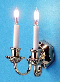 Dollhouse Miniature Double Wall Sconce with Bi-Pin Bulb 12 V.